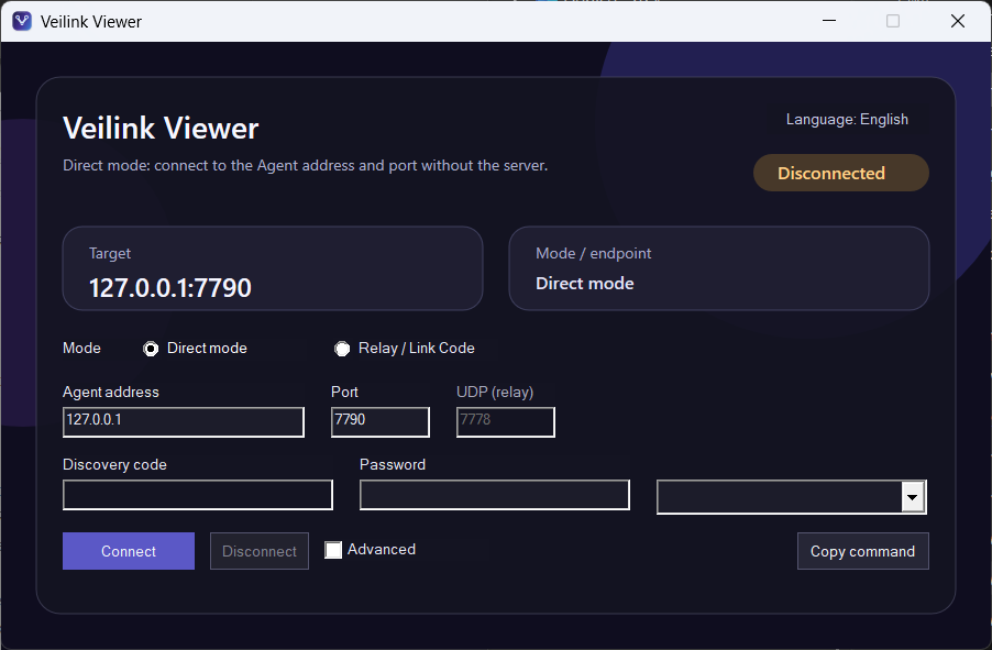 Veilink Viewer interface
